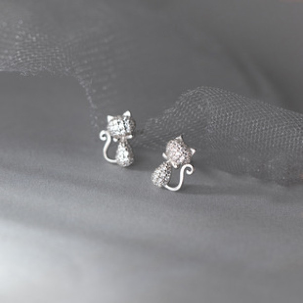 A37478 s925 sterling silver rhinestone stud cute design earrings