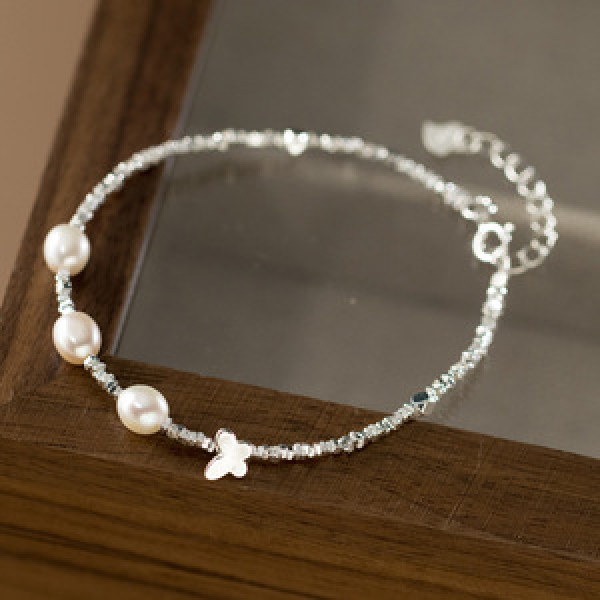 A43581 s925 silver unique sweet trendy butterfly charm bracelet