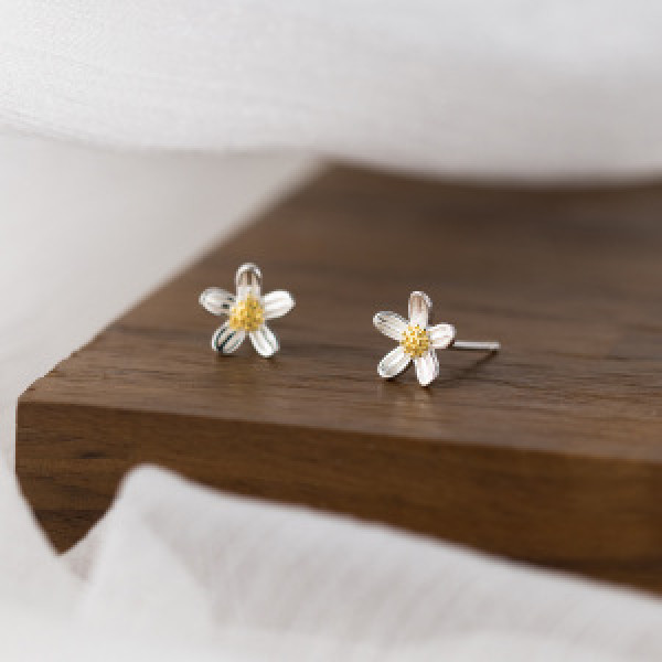 A44680 s925 sterling silver trendy sweet flower stud earrings