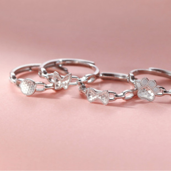 A40912 s925 sterling silver butterfly circle trendy ring