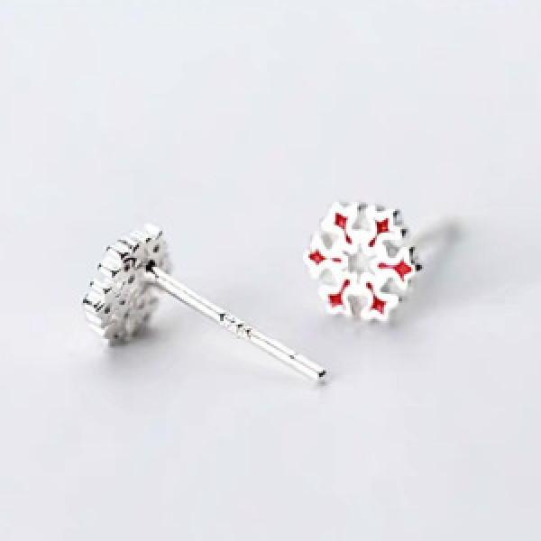 A44843 s925 silver trendy christmas snowflake stud elegant flower earrings