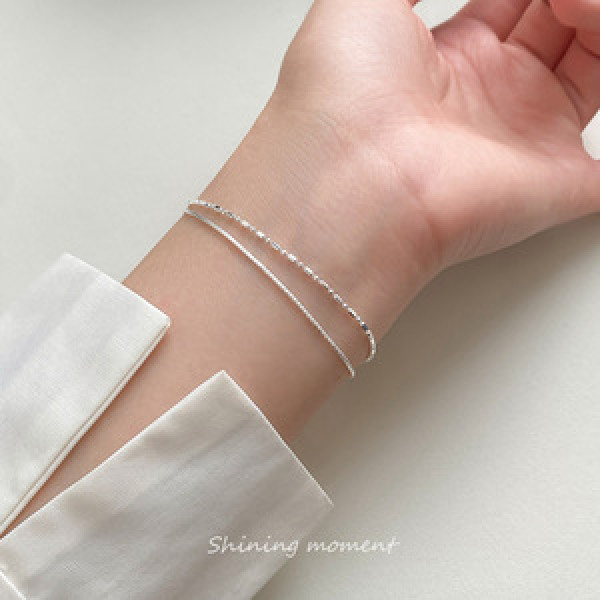A45710 s925 silver trendy sweet double layered charm anklet bracelet