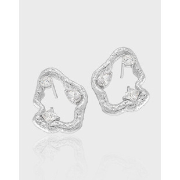 A40035 elegant hollowed rhinestone s925 sterling silver stud earrings