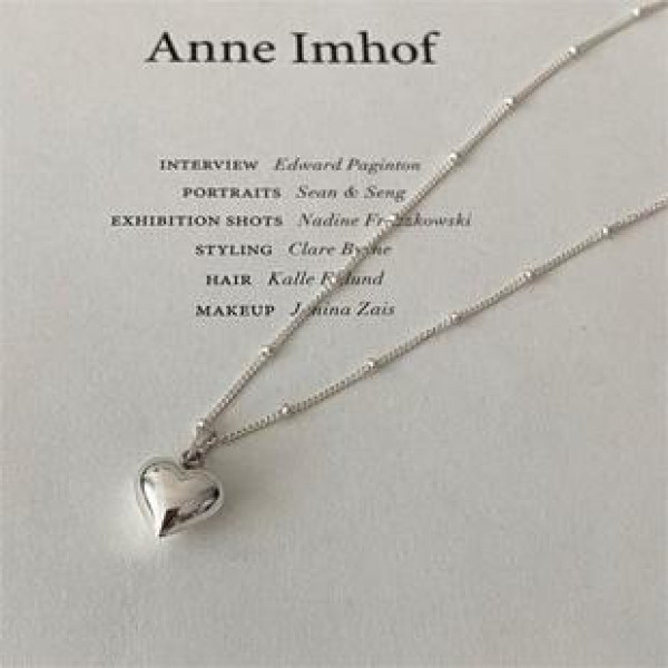 A40355 sterling silver heart simple necklace