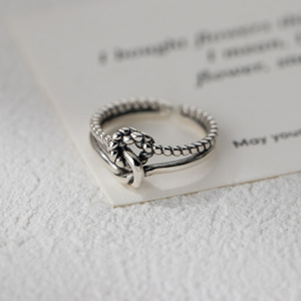 A45118 s925 sterling silver vintage dainty simple thai twist ring