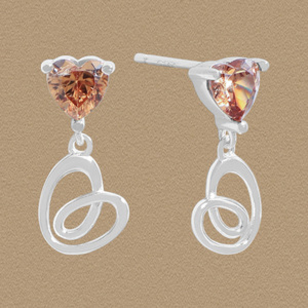 A45674 heart cubic zirconia stud sterling silver s925 heartshape earrings
