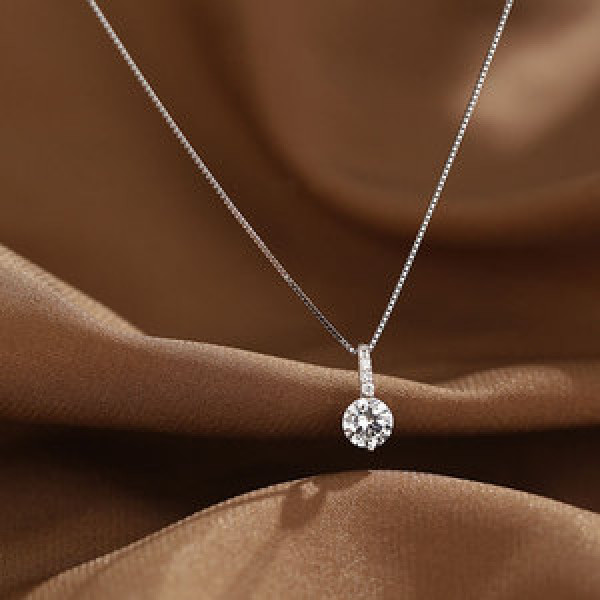 A43735 s925 silver fashion elegant rhinestone simple hollowed necklace