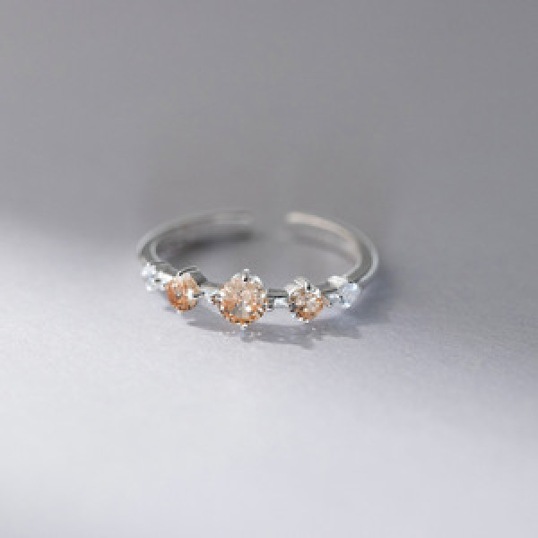 A43812 s925 sterling silver trendy sweet rhinestone adjustable ring
