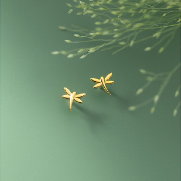 A39802 s925 silver dragonfly stud cute unique elegant earrings