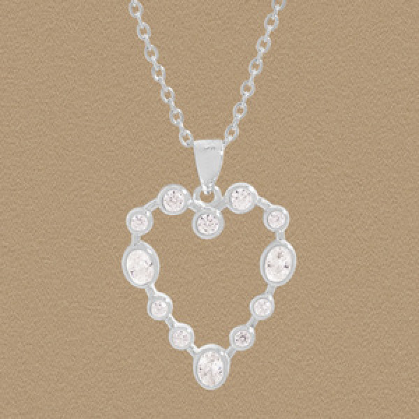 A45912 cubic zirconia heart pendant sterling silver s925 heartshape necklace
