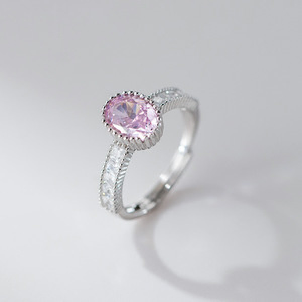 A46016 s925 sterling silver princess pink rhinestone extra ring