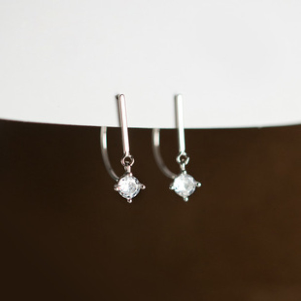 A37416 s925 sterling silver elegant rhinestone cute dainty earrings