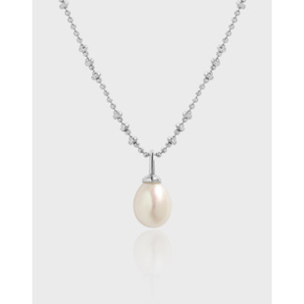 A38641 design simple quality fresh water pearl bead s925 sterling silver necklace