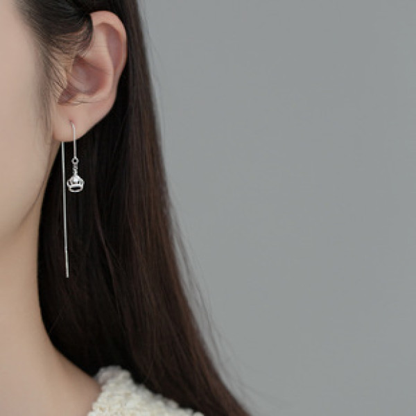 A38527 s925 sterling silver rhinestone crown string simple design elegant earrings