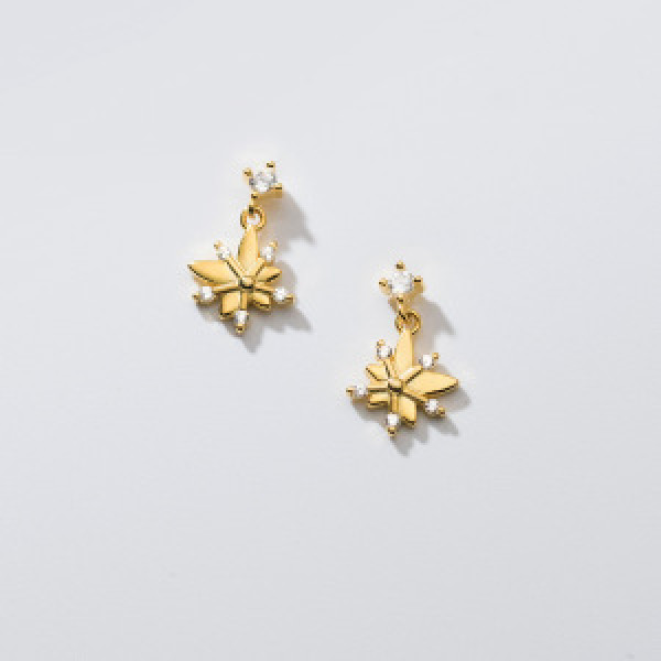 A44856 s925 sterling silver snowflake rhinestone trendy christmas earrings