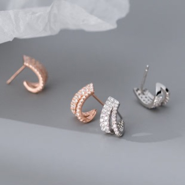 A42468 s925 sterling silver simple sparkling rhinestone stud design earrings