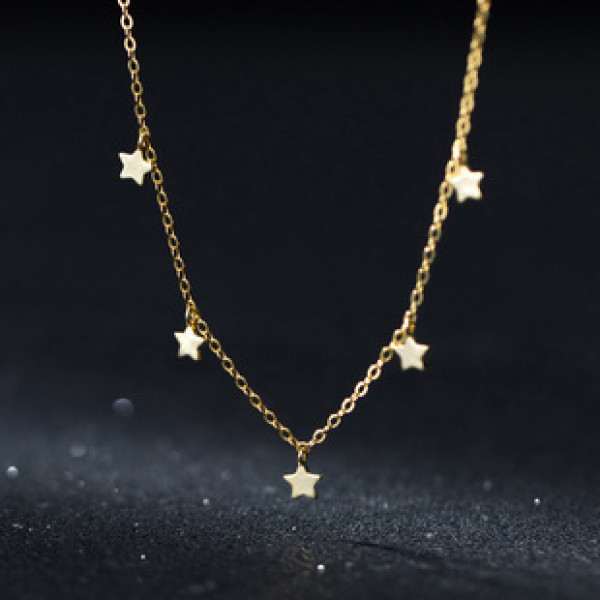A38358 s925 sterling silver design elegant stars necklace