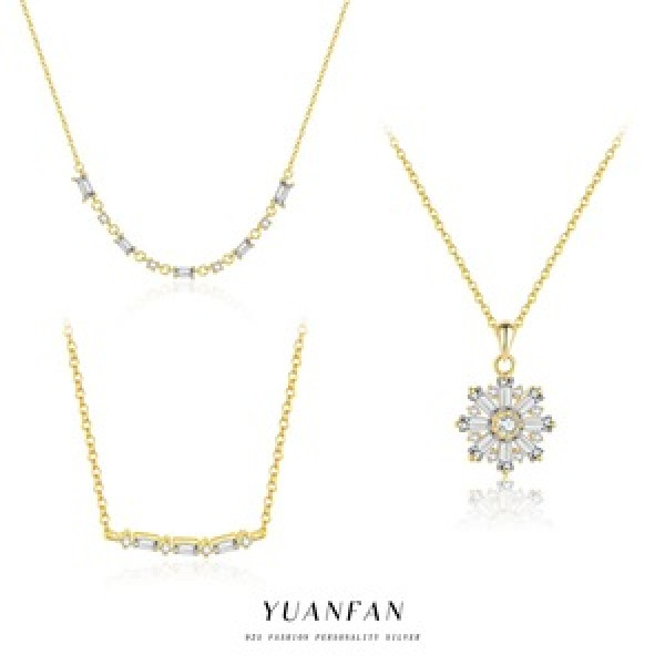A45514 s925 sterling silver snowflake extra cubic zirconia fashion necklace