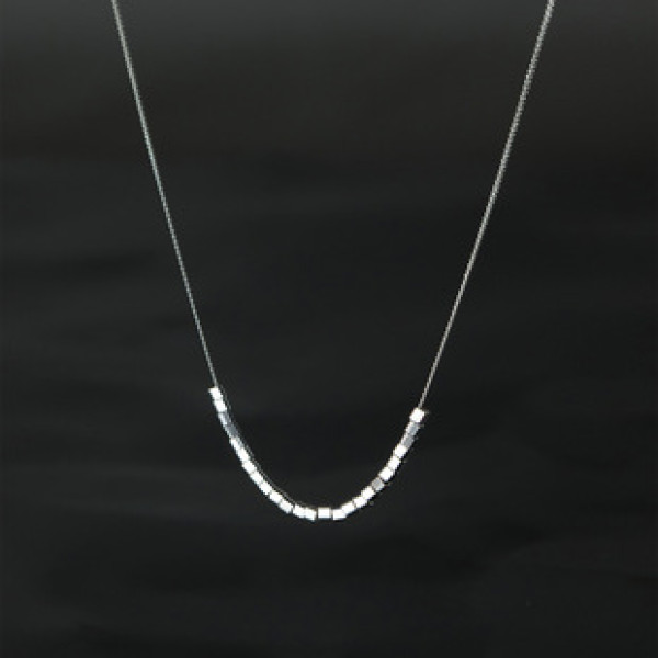 A36768 s925 sterling silver geometric square simple necklace