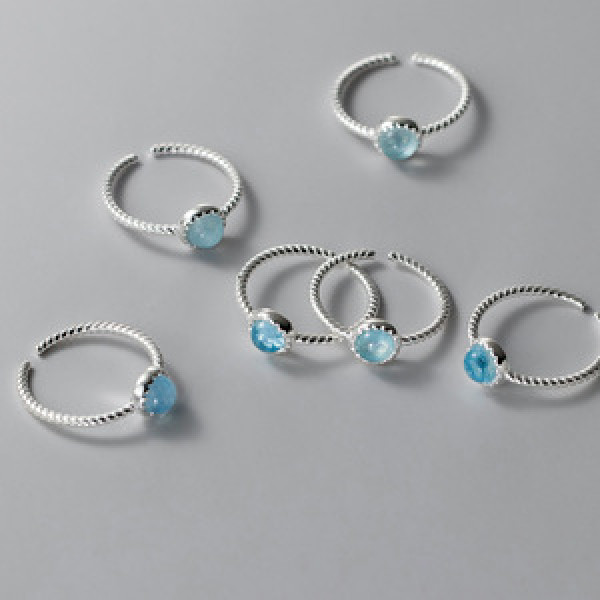 A43751 s925 sterling silver trendy sweet twist adjustable ring