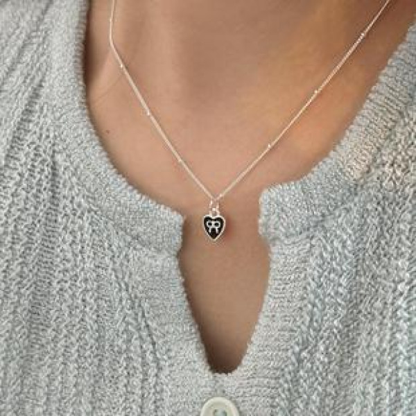 A42750 sterling silver heart simple elegant necklace