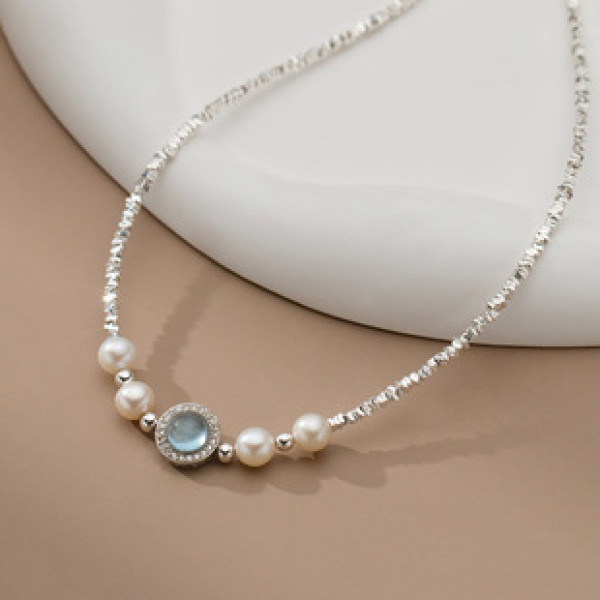 A41302 s925 sterling silver pearl elegant necklace