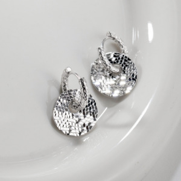 A46291 s925 sterling silver simple plate circle ear buckle