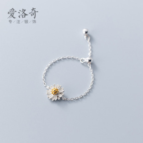 A43324 s925 silver sweet trendy daisy chain bar ring