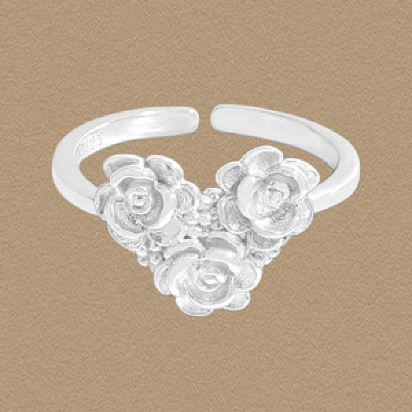 A45476 heartshape sterling silver s925 adjustable ring