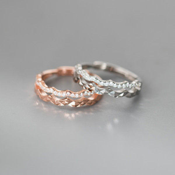 A45645 s925 sterling silver trendy sweet rhinestone weave ring