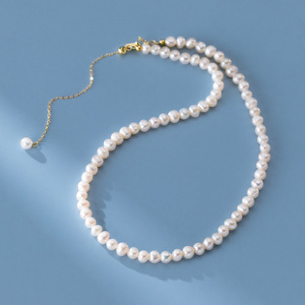 A41718 s925 sterling silver simple pearl elegant necklace