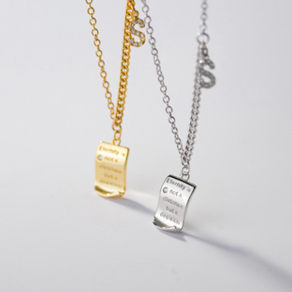 A38263 s925 sterling silver rhinestone initial elegant necklace