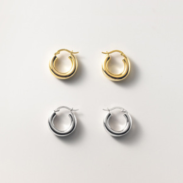 A33632 s925 sterling silver vintage circle tube geometric earrings