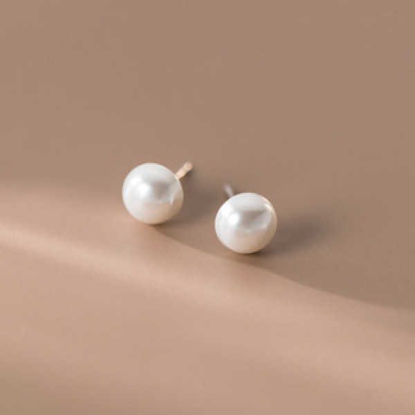 A41112 s925 sterling silver artificial pearl stud elegant earrings