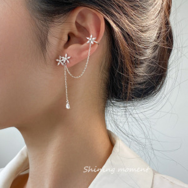 A44719 s925 silver symmetric stud clipon trendy elegant earrings