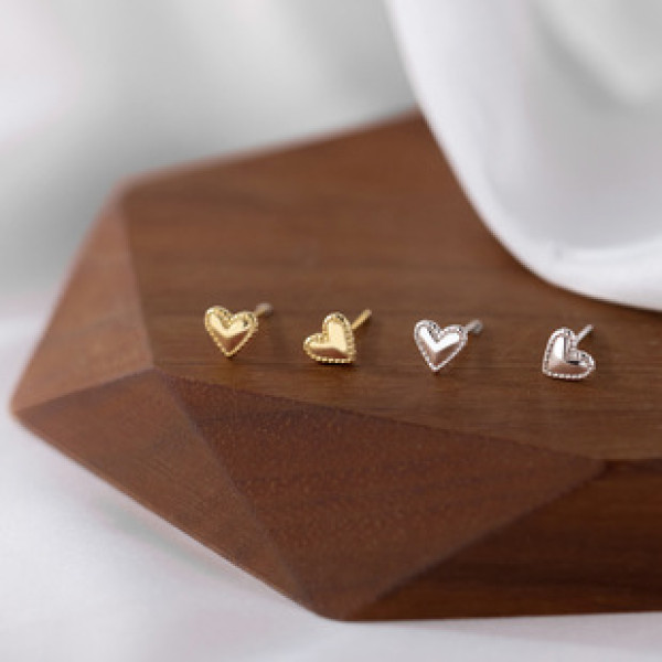 A39951 s925 sterling silver heart stud design sweet cute earrings