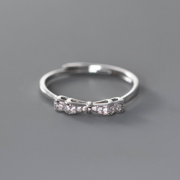 A38251 s925 sterling silver rhinestone butterfly sweet design ring