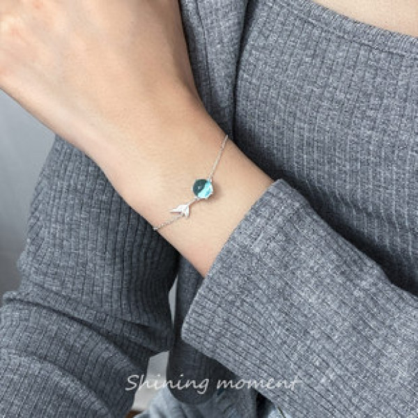 A41674 s925 sterling silver sweet artificial crystal charm elegant anklet bracelet