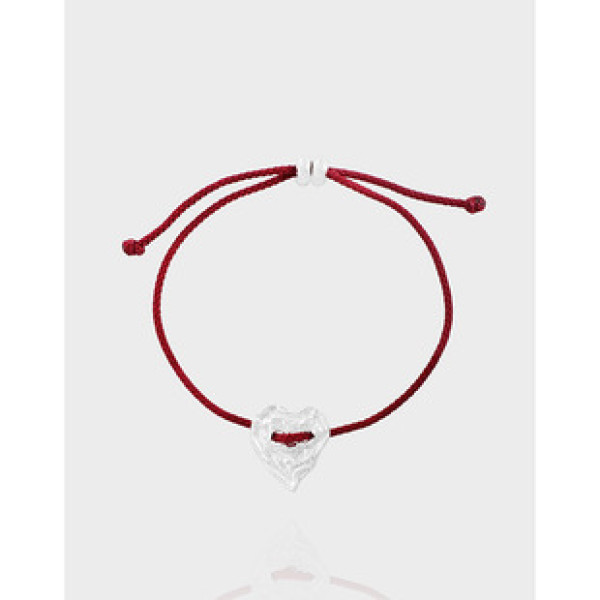A40053 design wrinkled heart rope charm sterling silver s925 quality bracelet