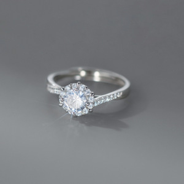 A45975 s925 sterling silver sweet snowflake sun dainty rhinestone ring