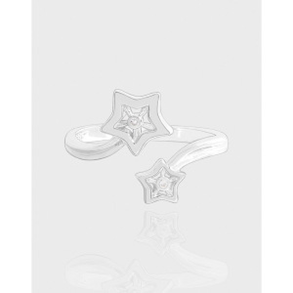 A43960 stars cubic zirconia sterling silver s925 adjustable ring