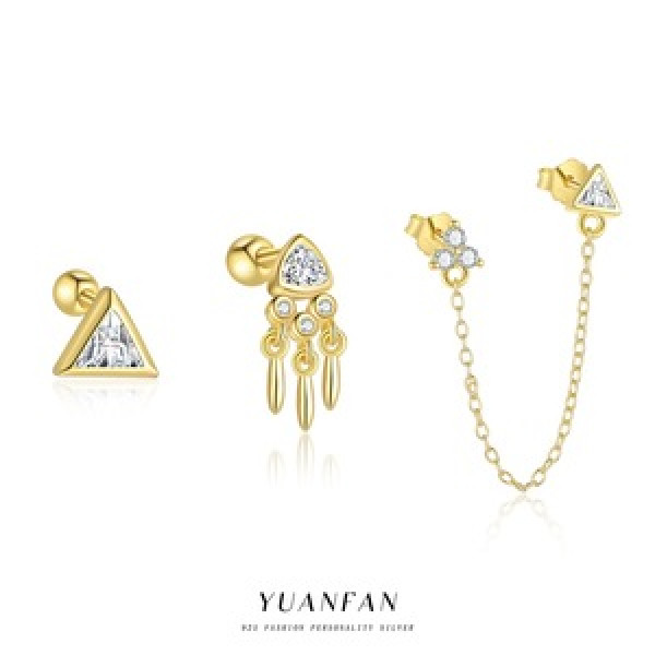 A45260 s925 sterling silver triangle rhinestone stud earrings