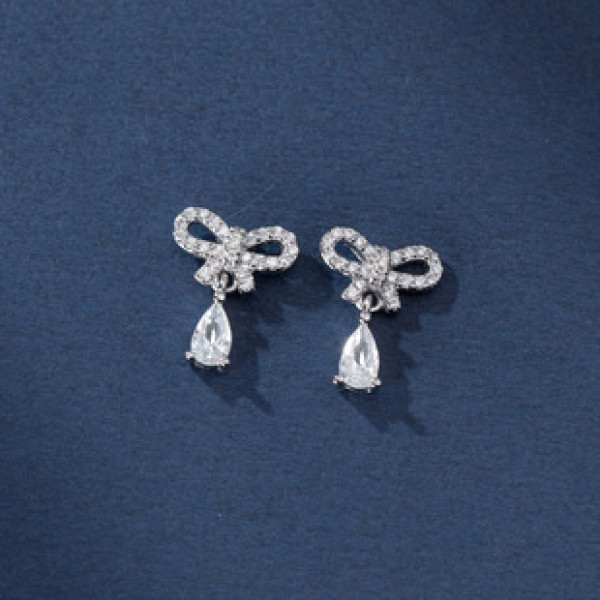 A40024 s925 sterling silver grade rhinestone butterfly stud elegant earrings