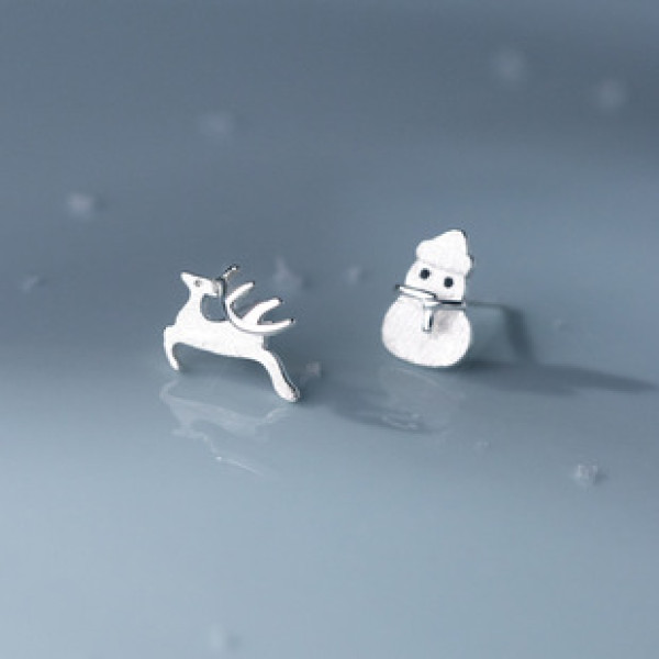 A38274 s925 sterling silver deer stud design earrings