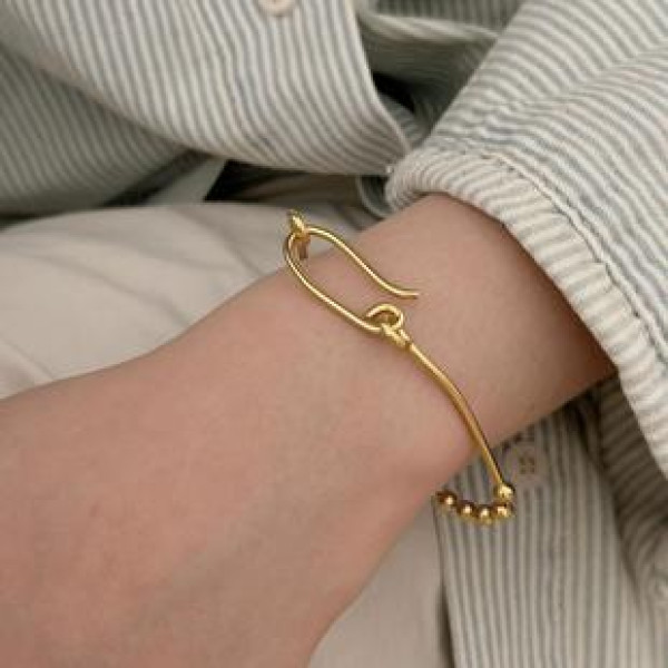 A42249 sterling silver bead simple geometric bar handmade charm bracelet