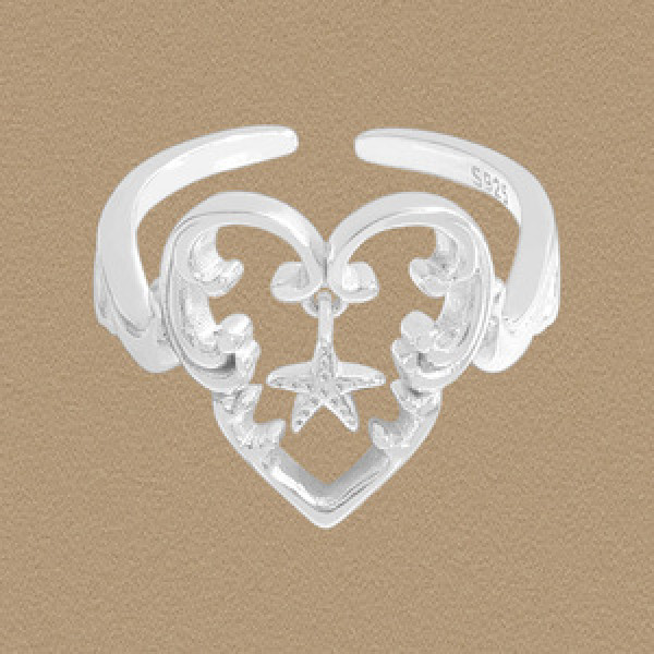 A44281 starfish hollowed heart sterling silver s925 heartshape ring