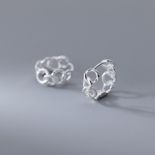 A41228 s925 sterling silver unique circle bar earrings