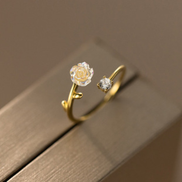 A42952 s925 silver elegant vintage rhinestone adjustable ring