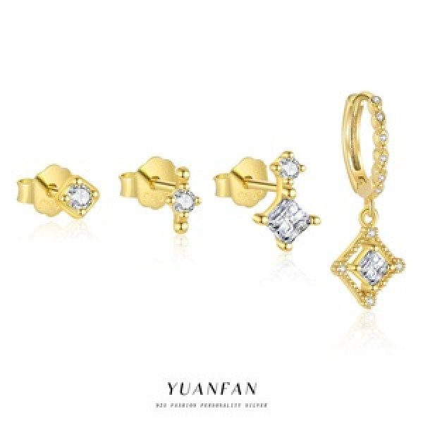 A45264 s925 sterling silver rhinestone stud fashion hollowed earrings