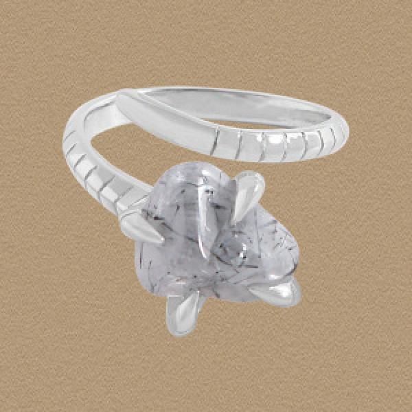 A44662 natural black sterling silver s925 serpent ring